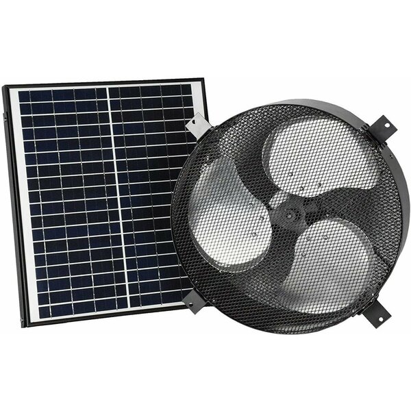 Iliving Black Solar Powered 1750 CFM 14 in. Gable Mount Solar Attic Fan ILG8SF303